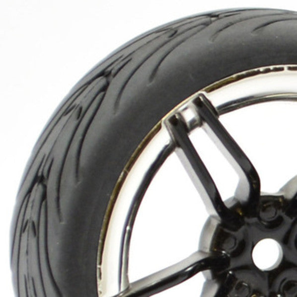 1/10 Street/Tread Tyre 10Sp Black/Chrome Wheel