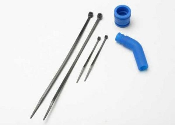 TRX5245 - Traxxas Pipe coupler + exhaust deflector + cable ties; long (2), short (2)