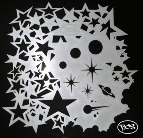 RCS-ST005 Paint Stencil - Star Struck - laser cut mylar reuseable flexible stencil (17 x 17cm)