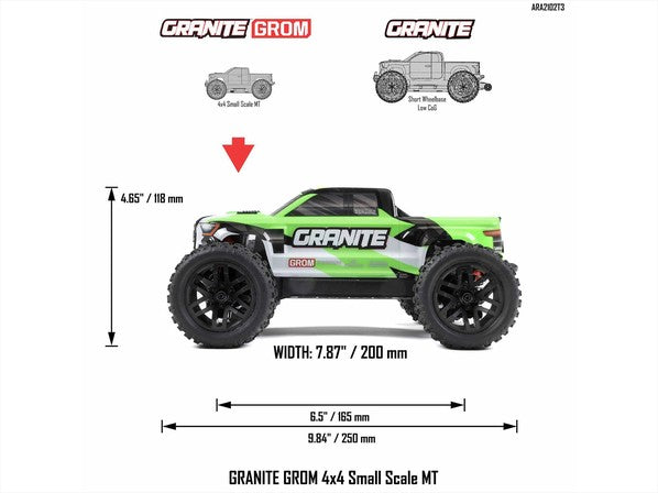 1/18 GRANITE GROM MEGA 4X4 MT with Battery & Charger GreenC-ARA2102T3