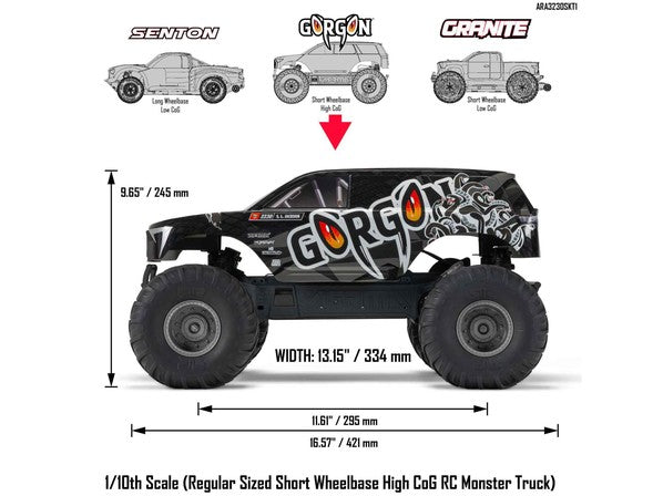 1/10 GORGON MEGA 550 2WD MT RTA Kit w/Batt & Chg GunmetalC-ARA3230SKT1