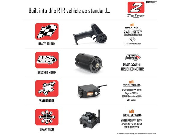 1/10 GORGON MEGA 550 2WD MT with Battery & Charger RedC-ARA3230ST2