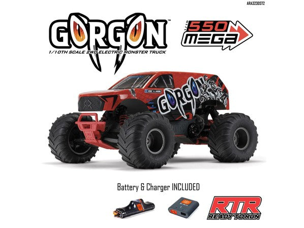 1/10 GORGON MEGA 550 2WD MT with Battery & Charger RedC-ARA3230ST2