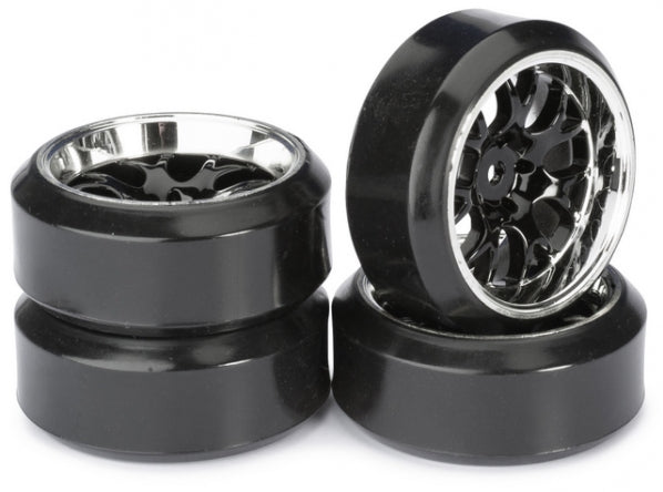 Wheel Set Drift LP " Comb / Profile C" black/chrome 1:10 (4 pcs)