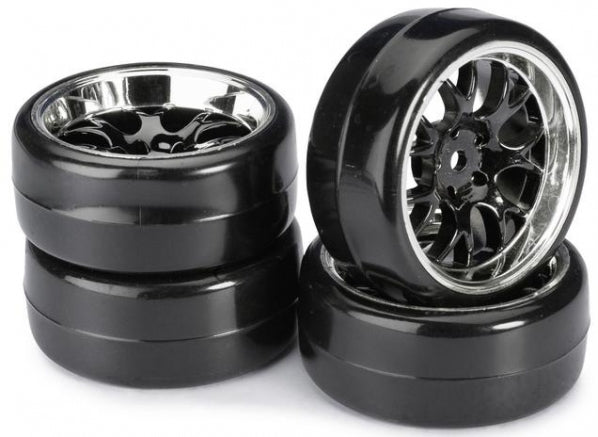 2510041 Wheel Set Drift LP " Comb / Profile B" black/chrome 1:10 (4 pcs)