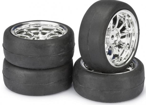 Wheel Set Onroad LP "9 Spoke / Slick" chrome 1:10 (4 pcs)