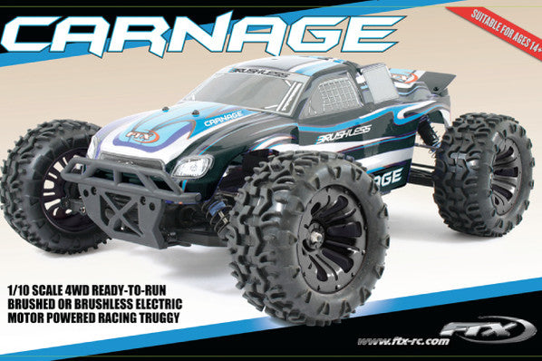 FTX5543 FTX CARNAGE 1/10 BRUSHLESS TRUCK 4WD RTR W/LIPO & CHARGER