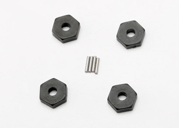 TRX7154 - Wheel hubs, hex (4)/ axle pins (1.5x8mm) (4)