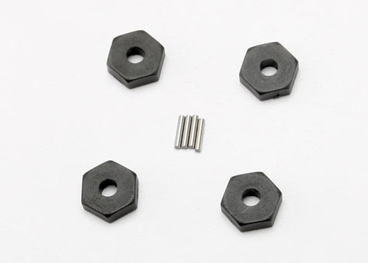 TRX7154 - Wheel hubs, hex (4)/ axle pins (1.5x8mm) (4)