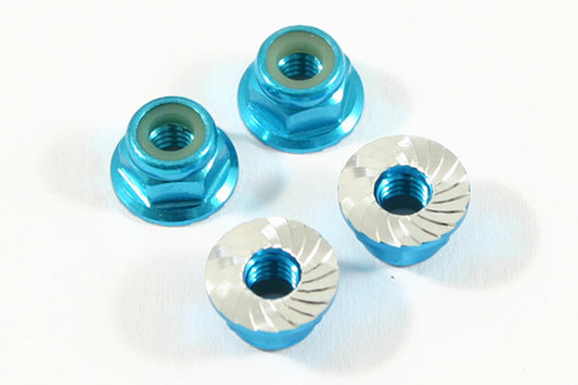 FTM4BS  FASTRAX M4 BLUE SERRATED ALUMINIUM LOCKNUTS 4PCS