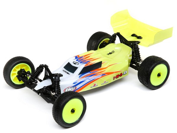 C-LOS01016T1  Mini-B: 1/16th 2wd Buggy Blue/White yellow and black