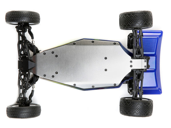 C-LOS01016T1  Mini-B: 1/16th 2wd Buggy Blue/White yellow and black