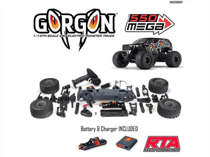 1/10 GORGON MEGA 550 2WD MT RTA Kit w/Batt & Chg GunmetalC-ARA3230SKT1